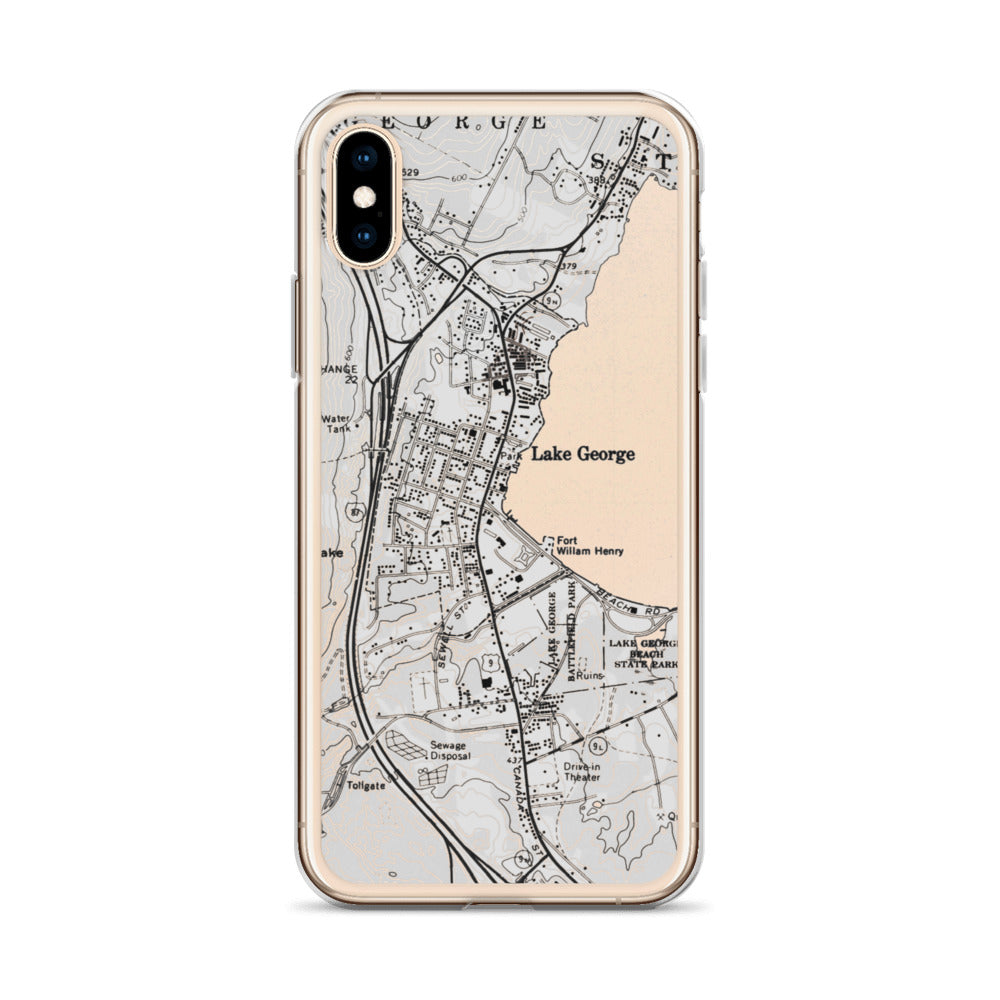 Lake George Village Map Clear iPhone X Case