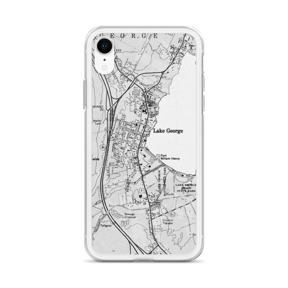 Lake George Village Map Clear iPhone XR Case
