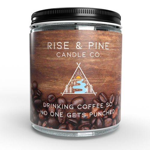 "Drinking Coffee So No One Gets Punched" Soy Wax Candle — Coffee & Vanilla, 9 oz