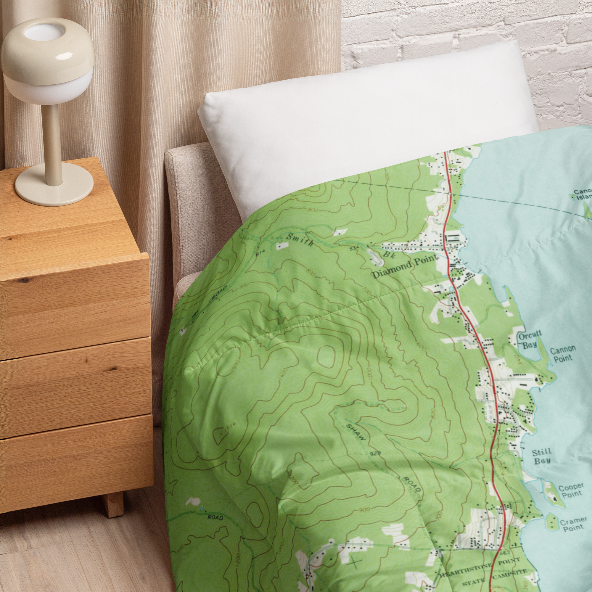 Lake George Vintage Topographical Map Comforter