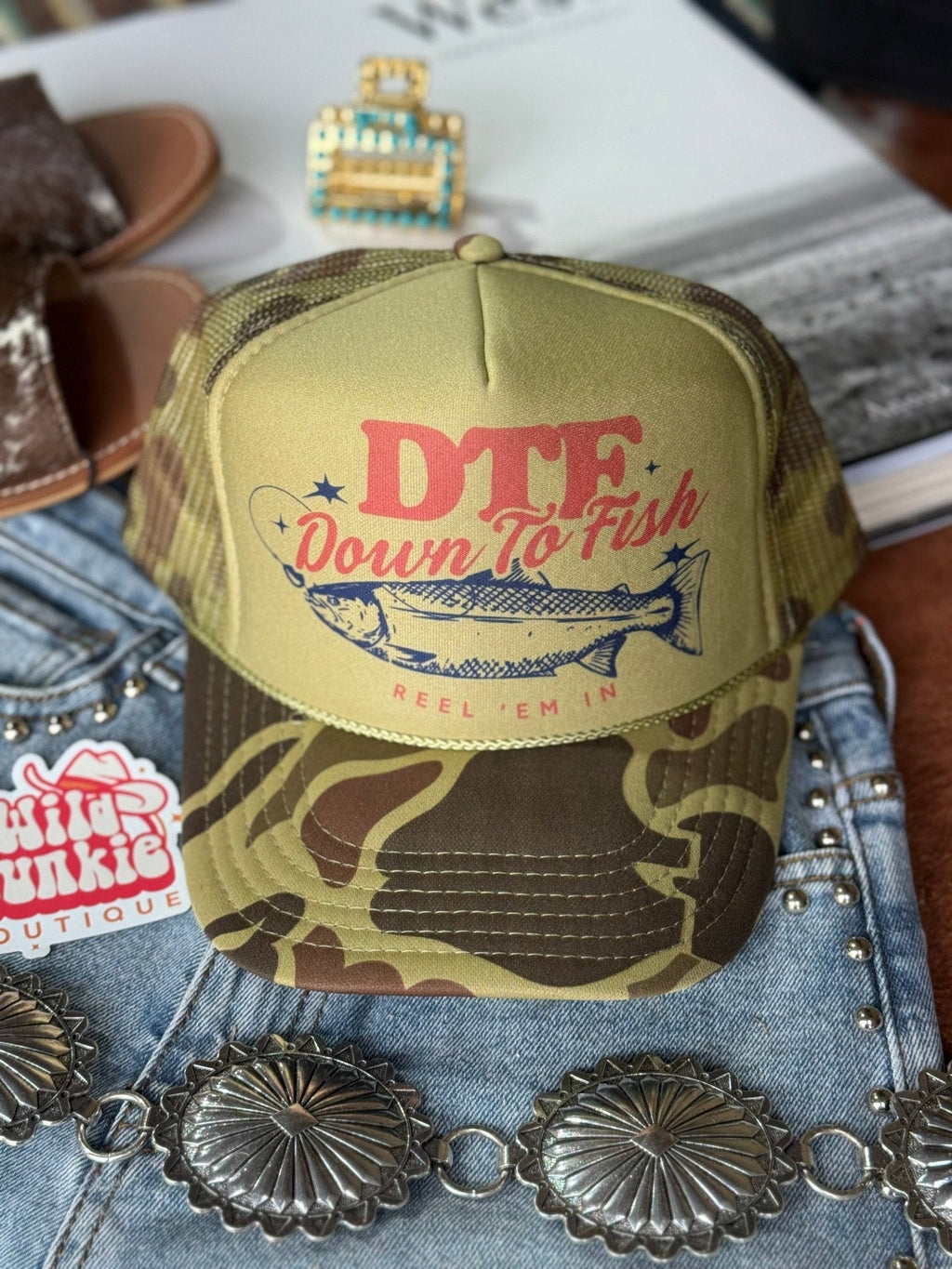 Down To Fish Trucker Hat — Camo Snapback, Made in USA