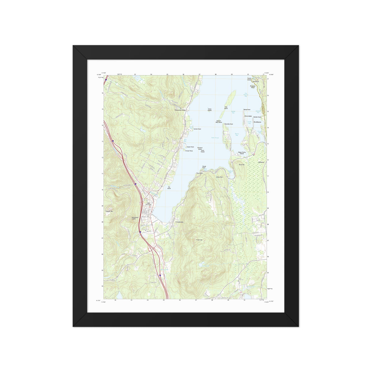 Framed print of 1966 Lake George Village Map