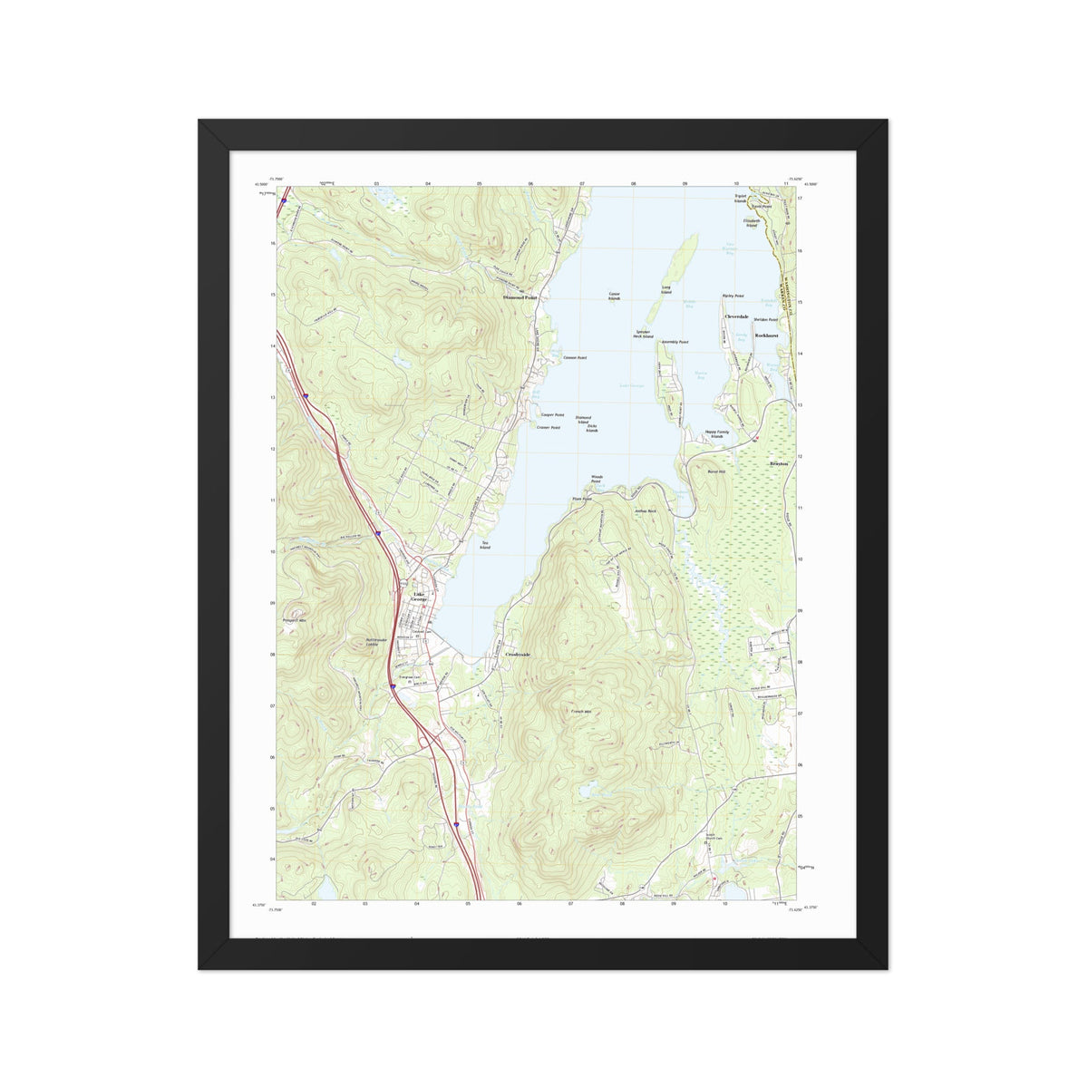 Framed print of 1966 Lake George Village Map
