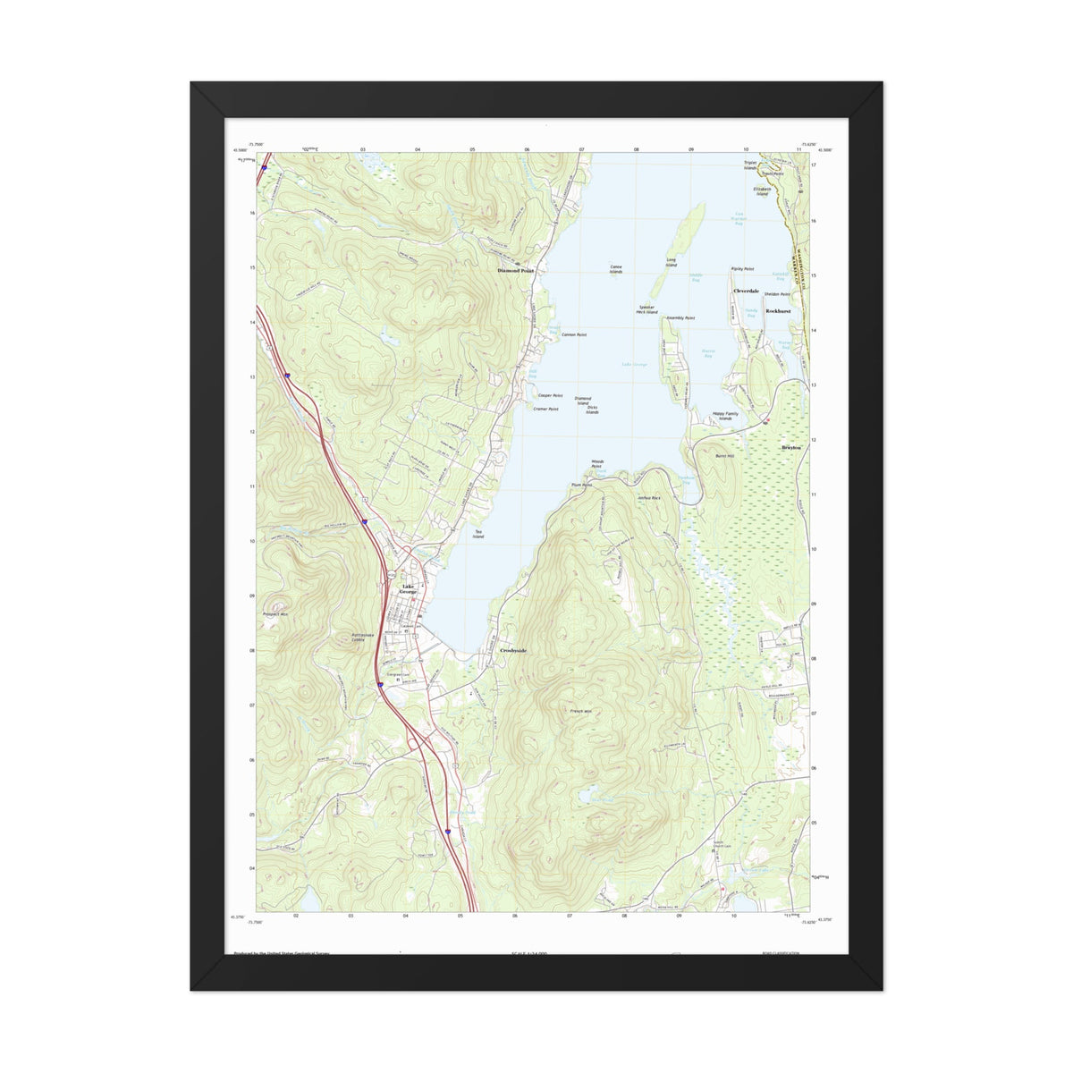 Framed print of 1966 Lake George Village Map