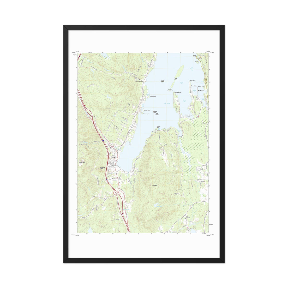 Framed print of 1966 Lake George Village Map