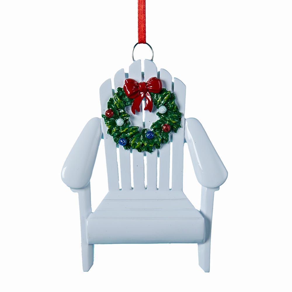 White Adirondack Chair Christmas Ornament – 4.5 Inches