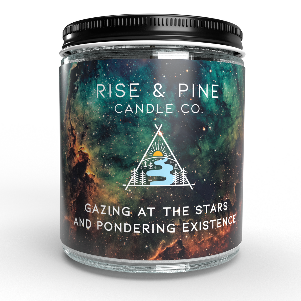 "Gazing At The Stars and Pondering Existence" Soy Wax Candle — Ozone & Musk, 9 oz