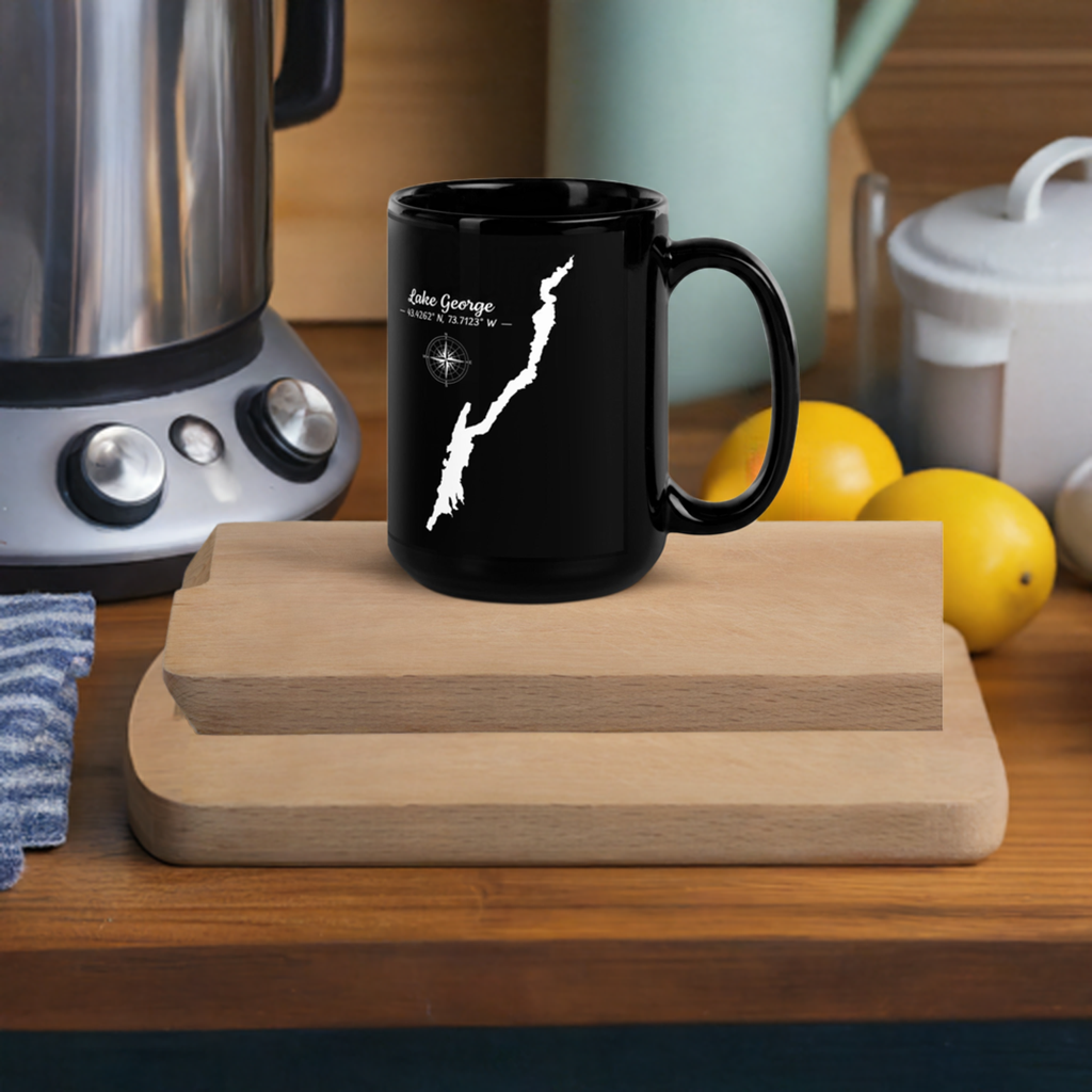 Lake George Black Glossy Mug
