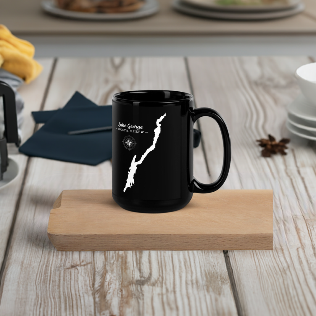 Lake George Black Glossy Mug