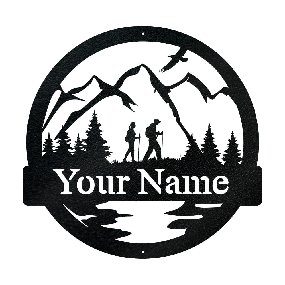 "Take A Hike" Metal Wall Art — Handcrafted Hiking Monogram Sign