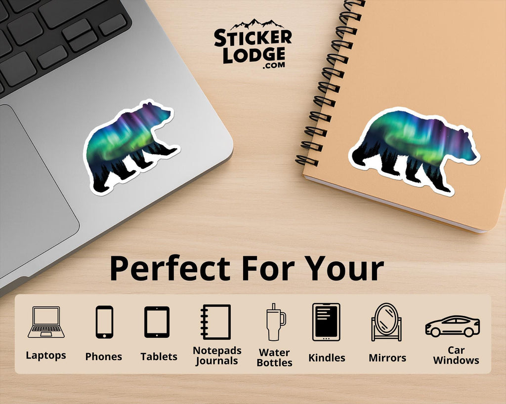 Northern Lights Bear Vinyl Sticker