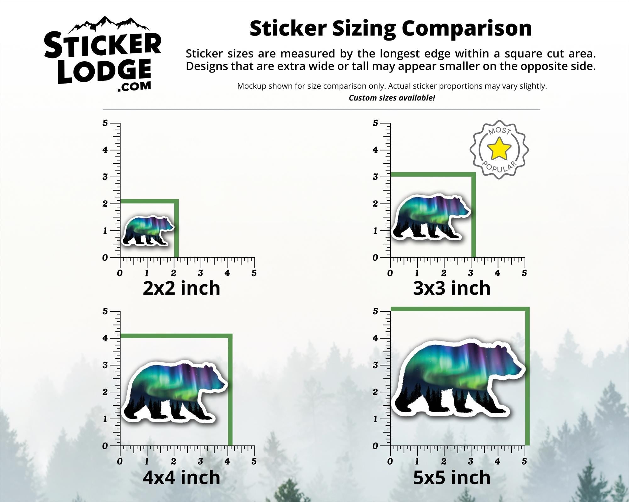 Northern Lights Bear Vinyl Sticker