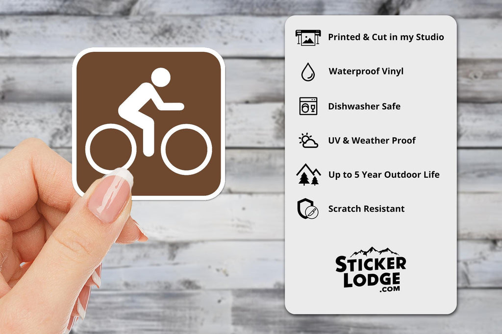 Bicycle Trail National Park Symbol Vinyl Sticker | Adirondack Gift