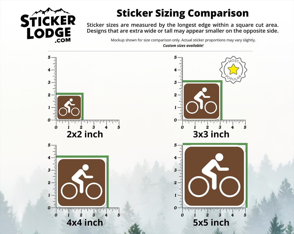 Bicycle Trail National Park Symbol Vinyl Sticker | Adirondack Gift