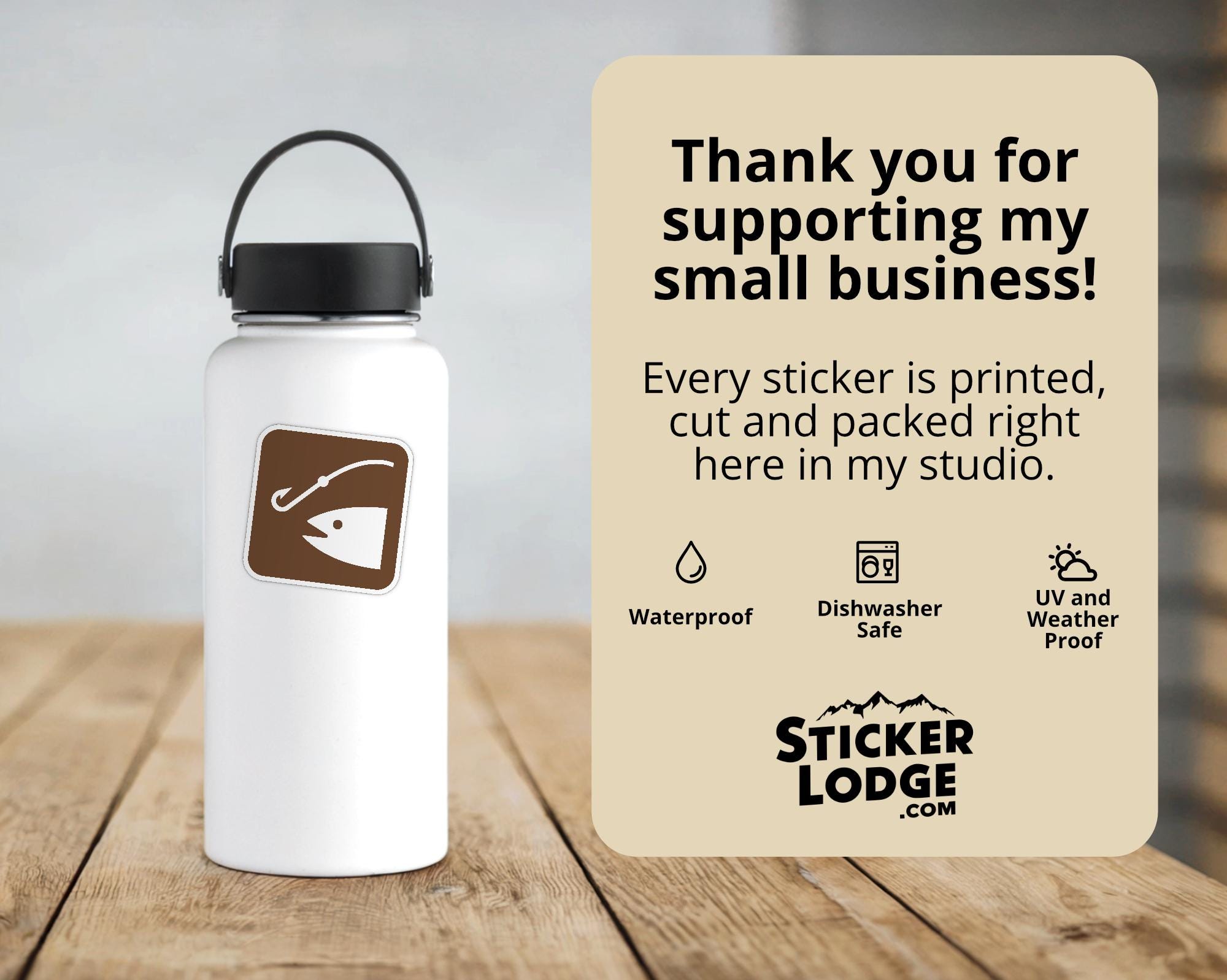 Fishing National Park Symbol Vinyl Sticker | Lake George Gift
