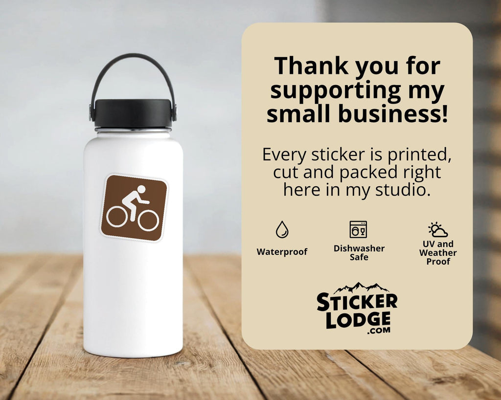Bicycle Trail National Park Symbol Vinyl Sticker | Adirondack Gift