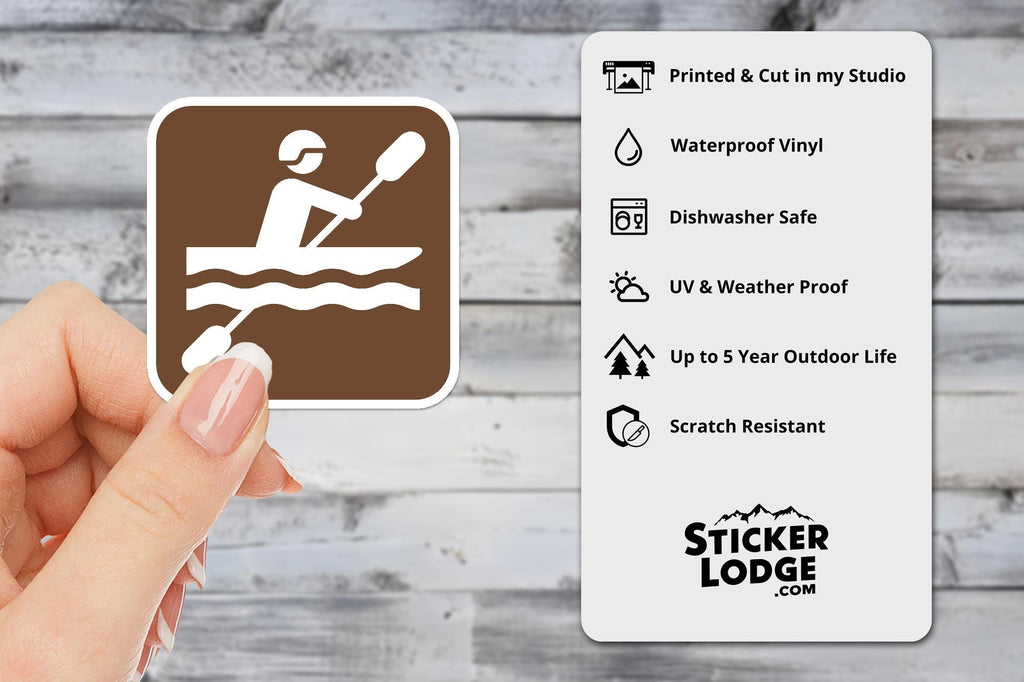 Kayaking National Park Symbol Vinyl Sticker | Lake George Gift