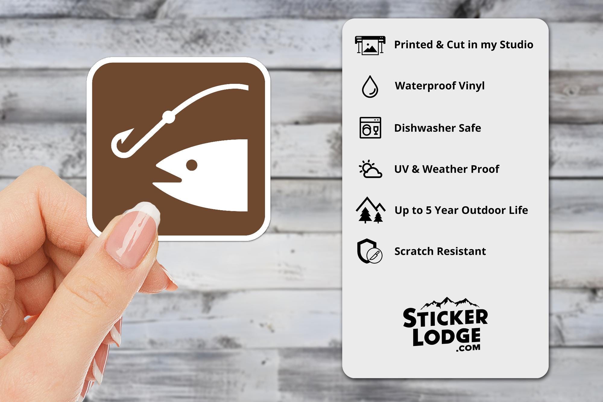 Fishing National Park Symbol Vinyl Sticker | Lake George Gift