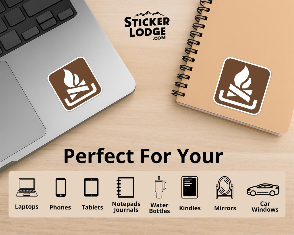 Campfire National Park Symbol Vinyl Sticker | Adirondack Gift