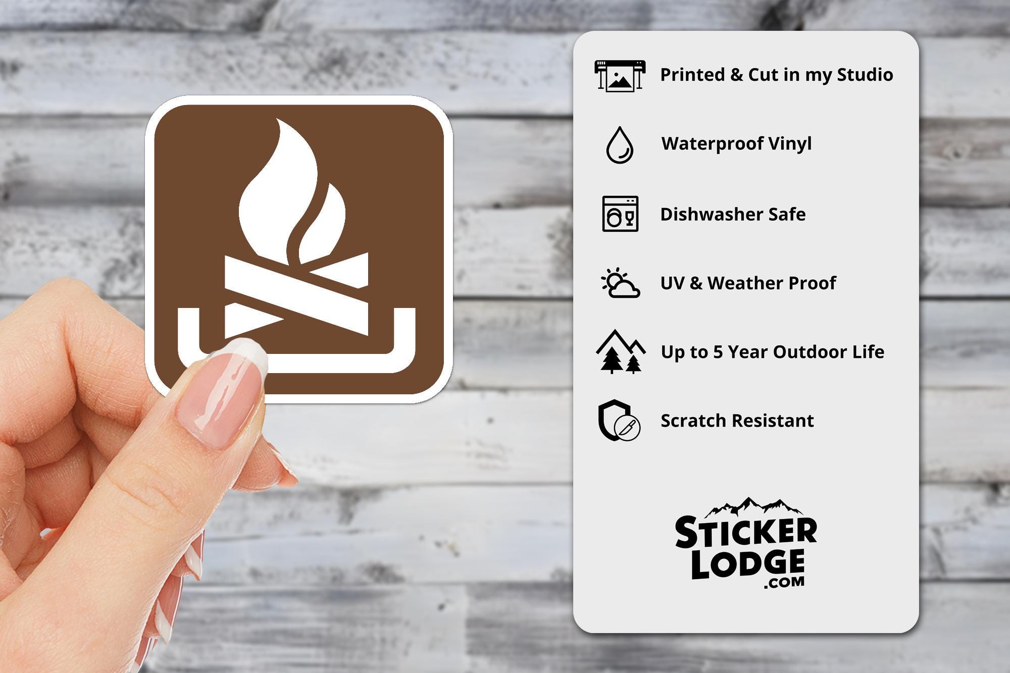Campfire National Park Symbol Vinyl Sticker | Adirondack Gift