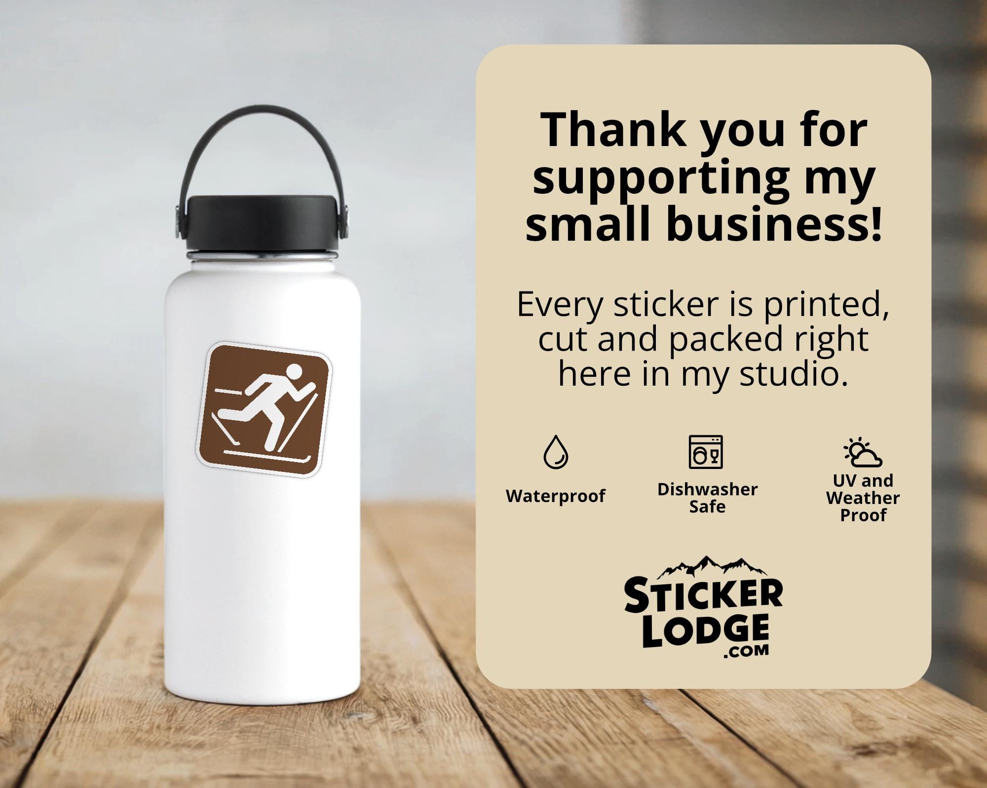 Cross Country Skiing National Park Symbol Vinyl Sticker | Adirondack Gift