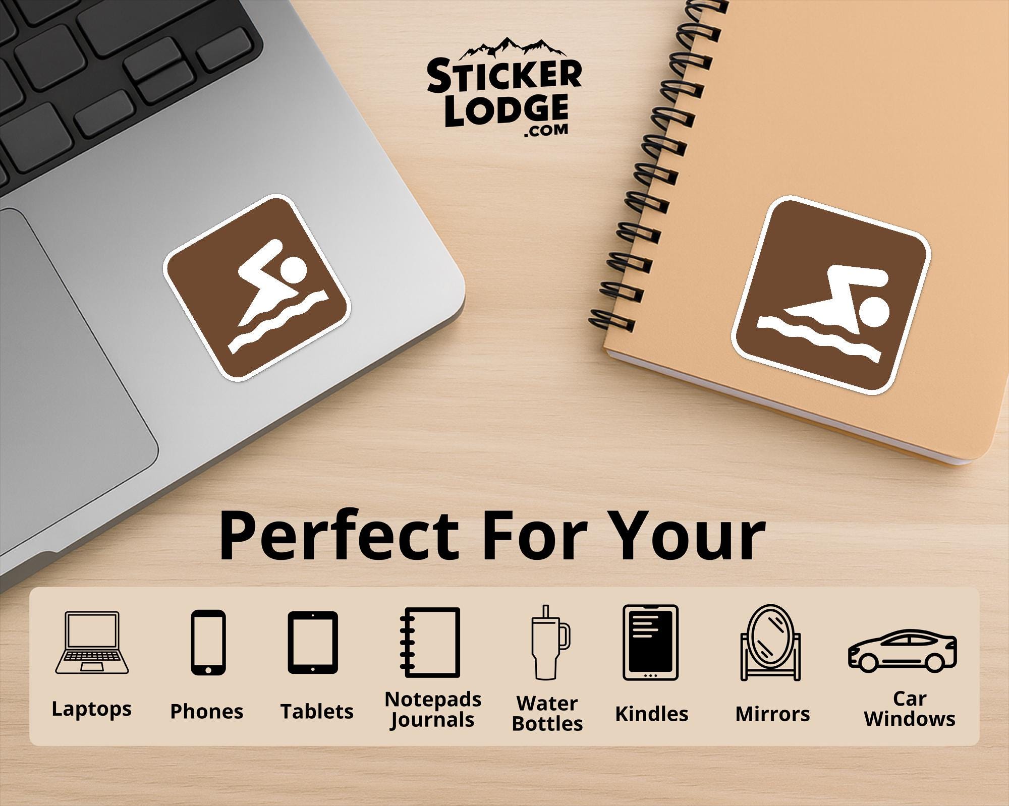 Swimming National Park Symbol Vinyl Sticker | Lake George Gift