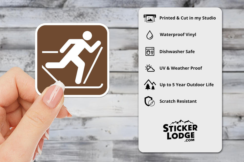 Cross Country Skiing National Park Symbol Vinyl Sticker | Adirondack Gift