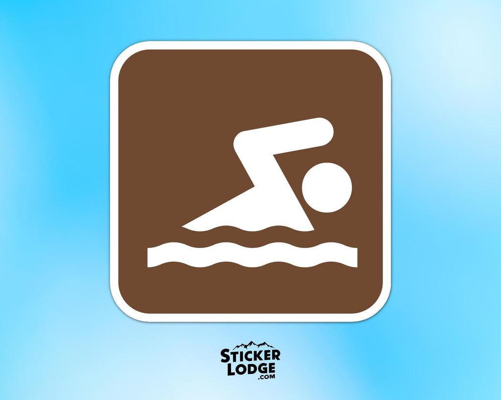 Swimming National Park Symbol Vinyl Sticker | Lake George Gift