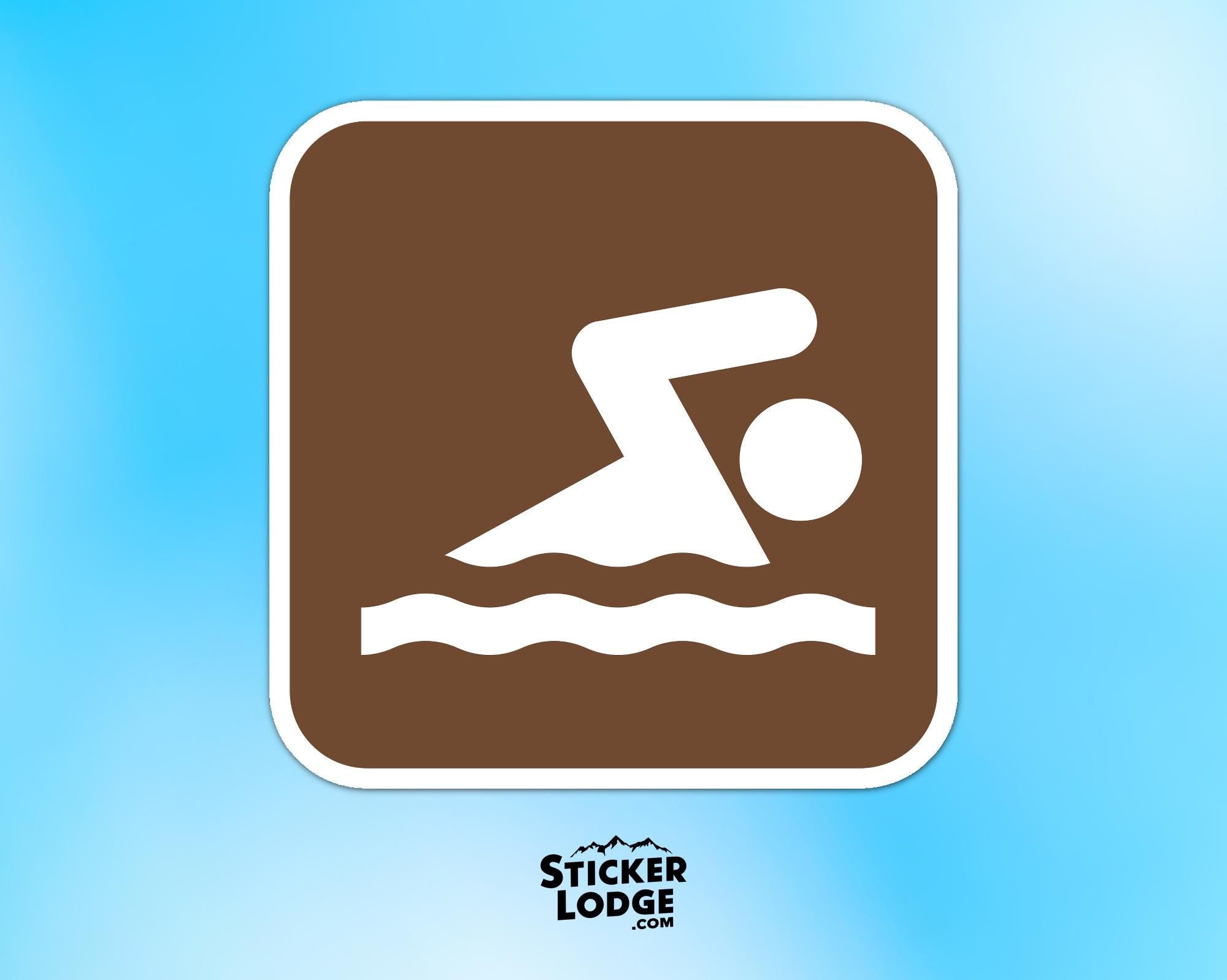 Swimming National Park Symbol Vinyl Sticker | Lake George Gift