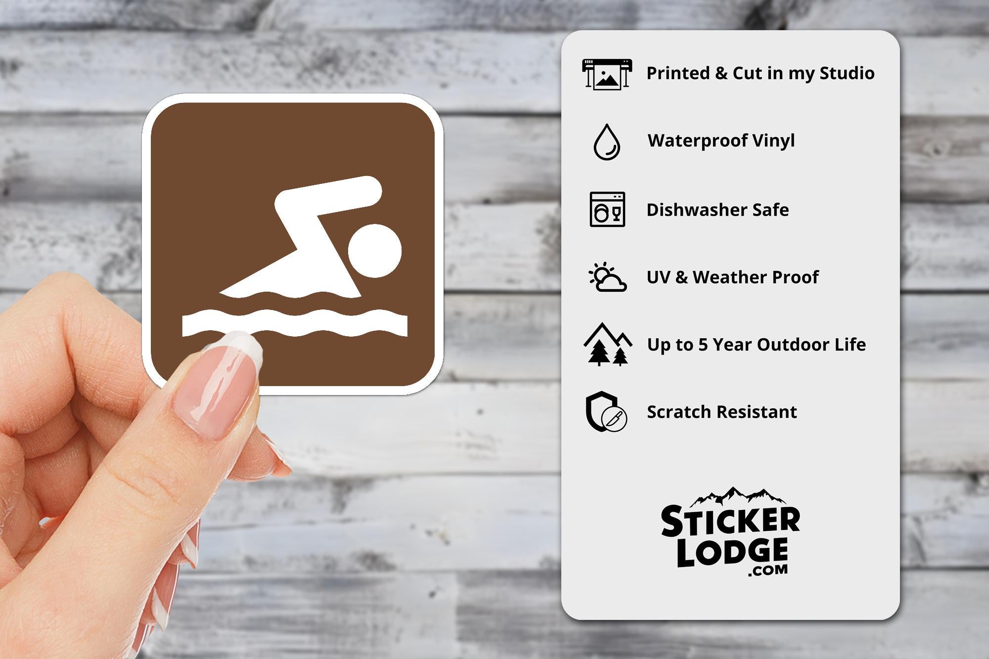 Swimming National Park Symbol Vinyl Sticker | Lake George Gift