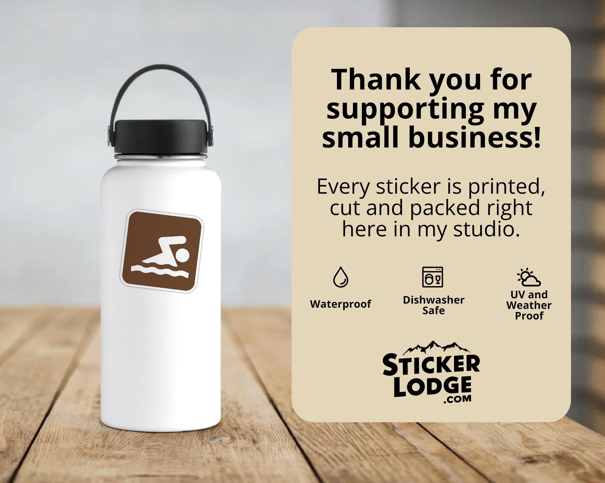 Swimming National Park Symbol Vinyl Sticker | Lake George Gift