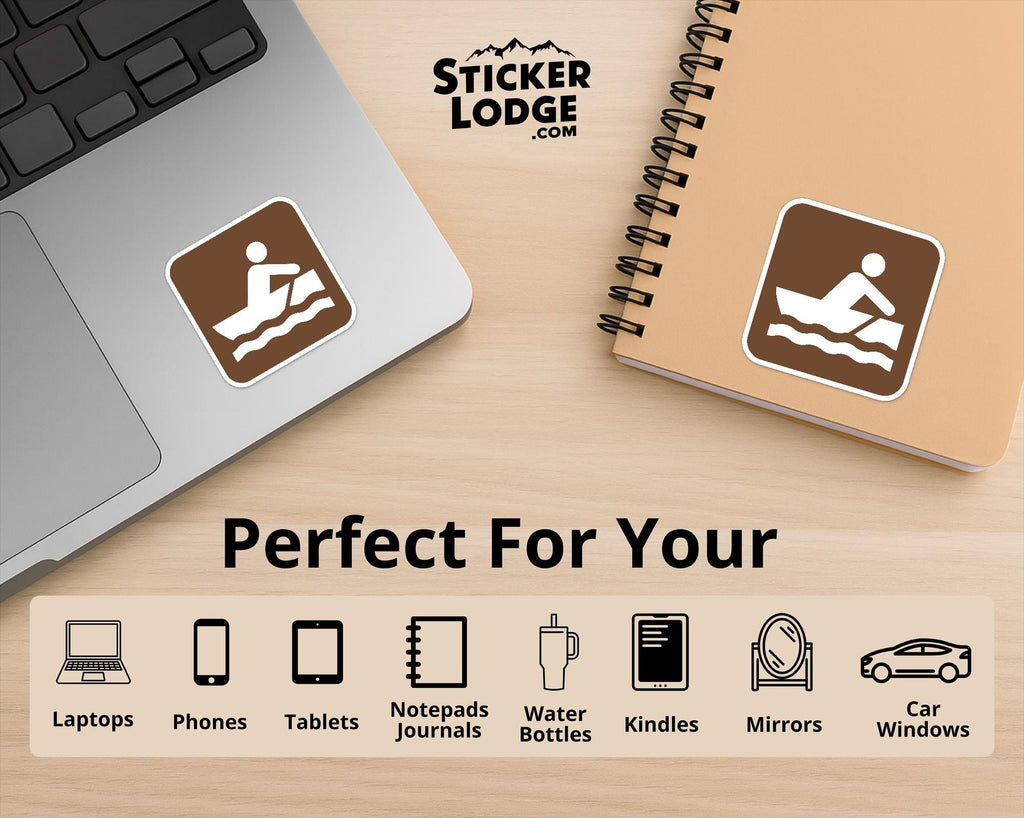 Rowboating National Park Symbol Vinyl Sticker | Lake George Gift