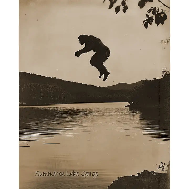 Sasquatch Jumping into Lake George Art Print