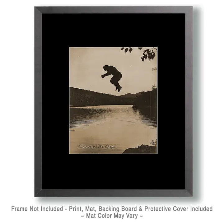 Sasquatch Jumping into Lake George Art Print