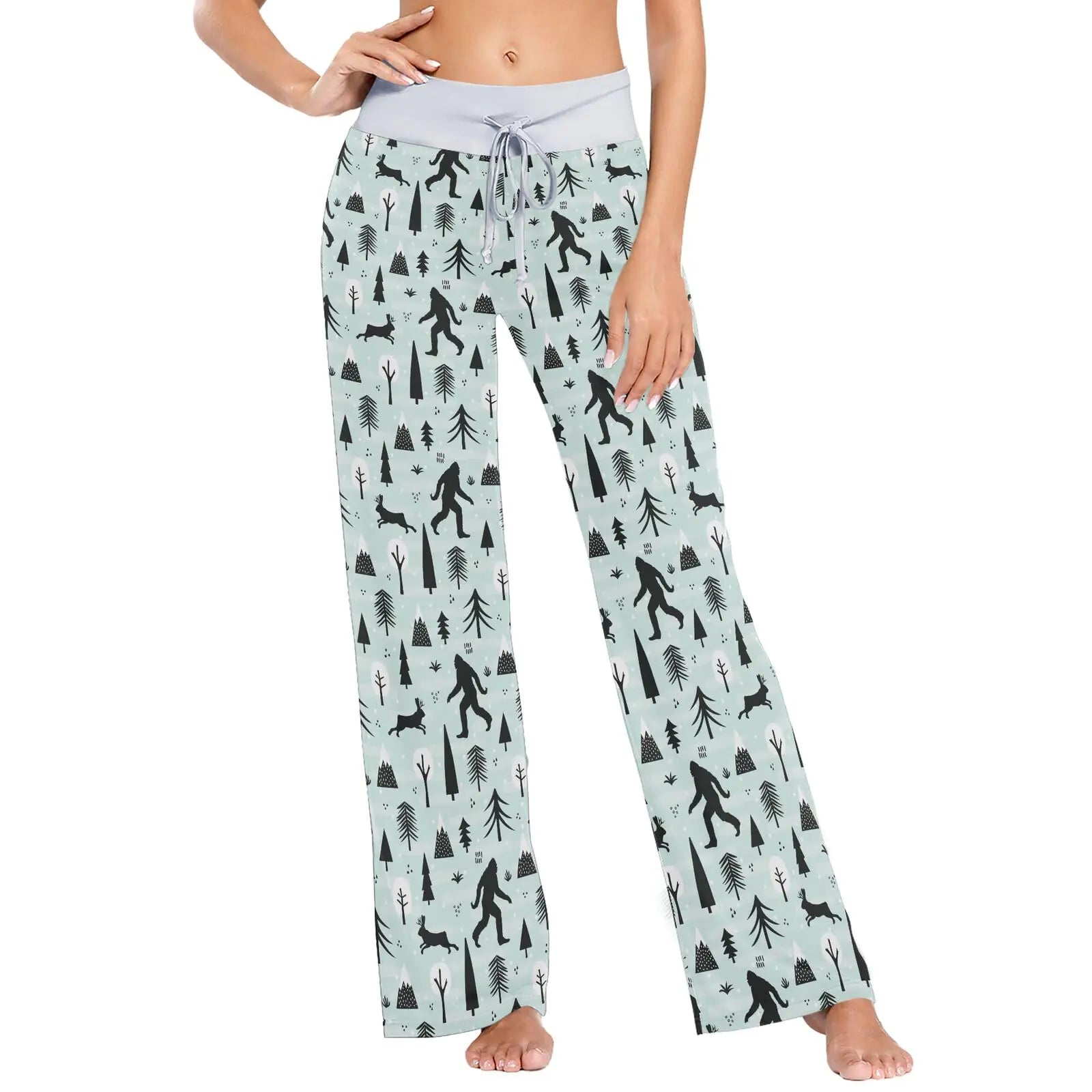 Women's Bigfoot Sasquatch Pajama Lounge Pants — Wide Leg, Stretch, Drawstring