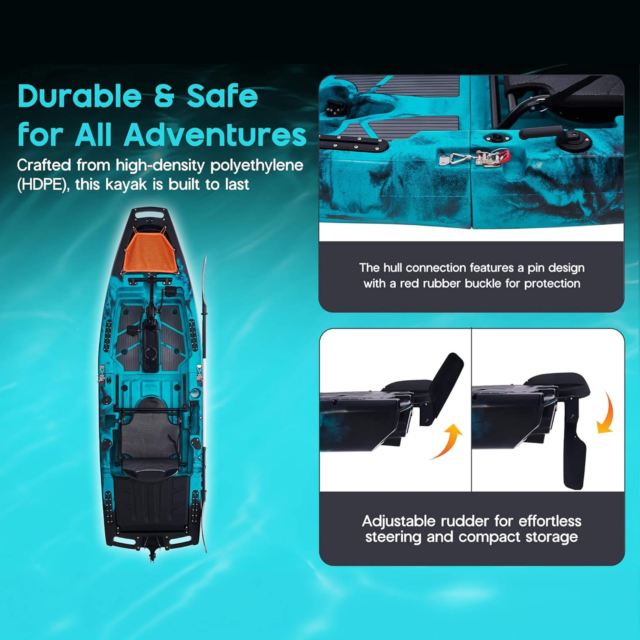 Modular Fishing Kayak with Propeller Drive System — 10', HDPE, 1-Person