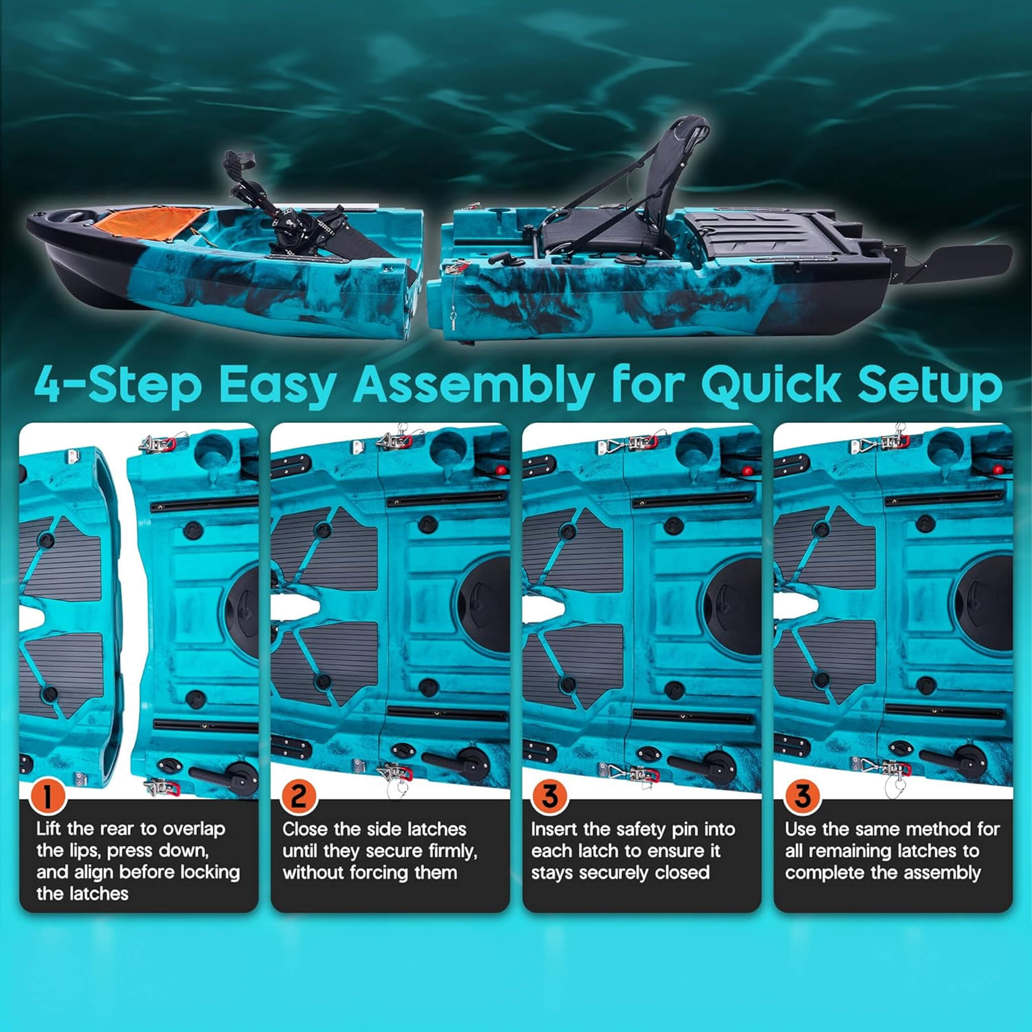 Modular Fishing Kayak with Propeller Drive System — 10', HDPE, 1-Person
