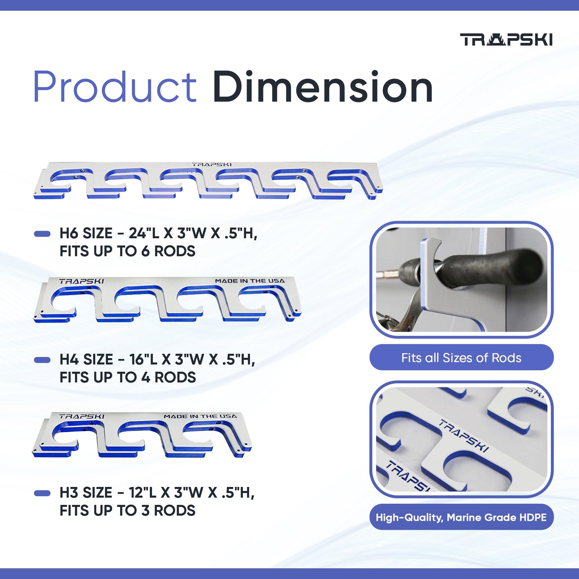 TRAPSKI Premium Fishing Rod Rack — Wall, Ceiling & Boat Mounted