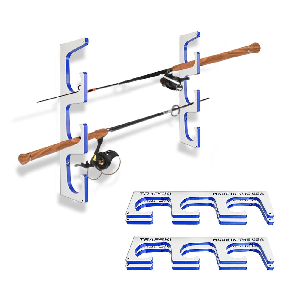 TRAPSKI Premium Fishing Rod Rack — Wall, Ceiling & Boat Mounted
