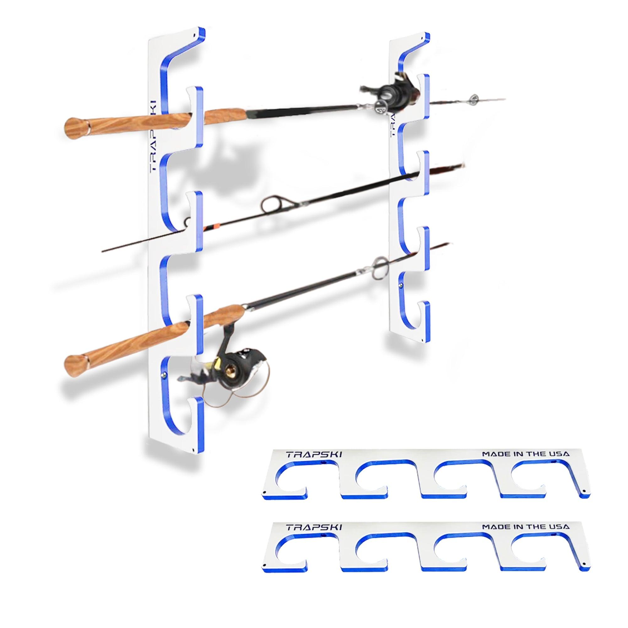 TRAPSKI Premium Fishing Rod Rack — Wall, Ceiling & Boat Mounted