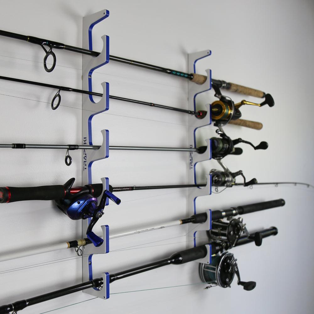 TRAPSKI Premium Fishing Rod Rack — Wall, Ceiling & Boat Mounted