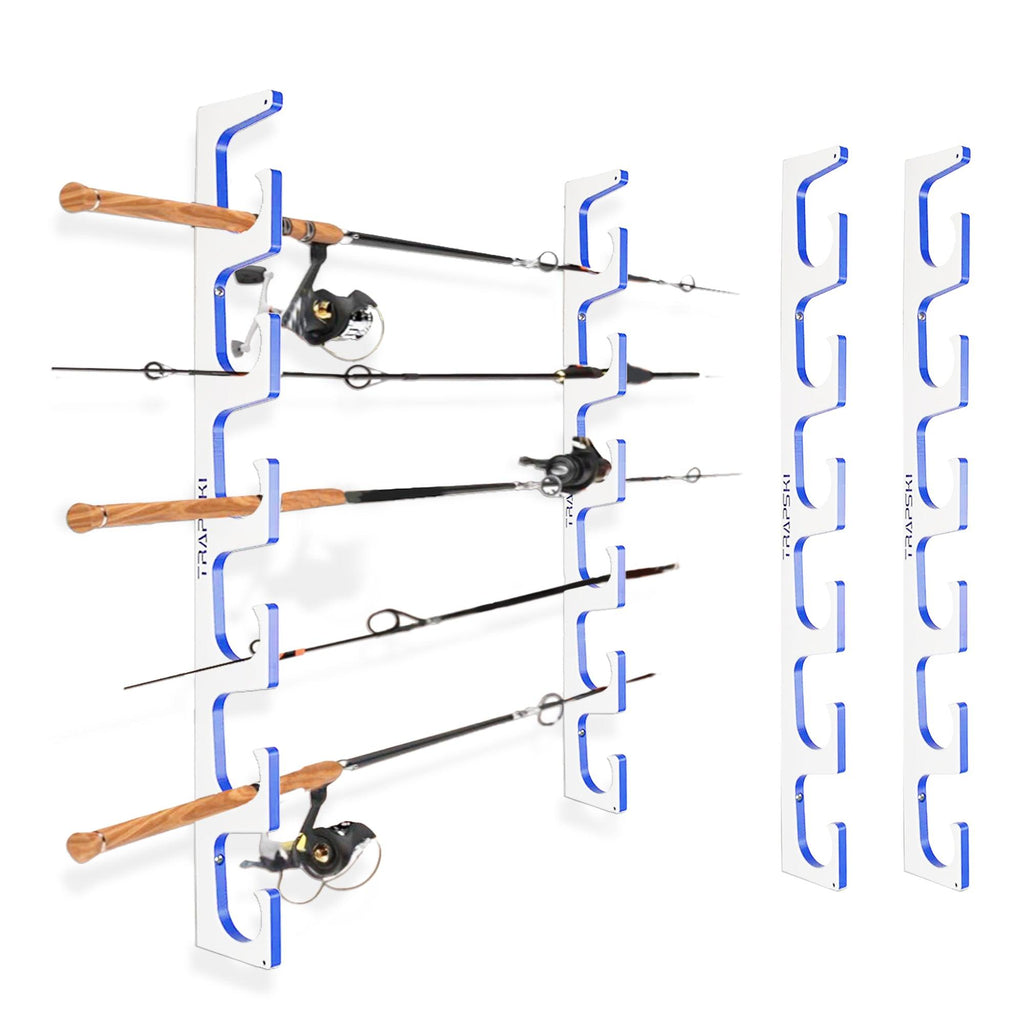 TRAPSKI Premium Fishing Rod Rack — Wall, Ceiling & Boat Mounted