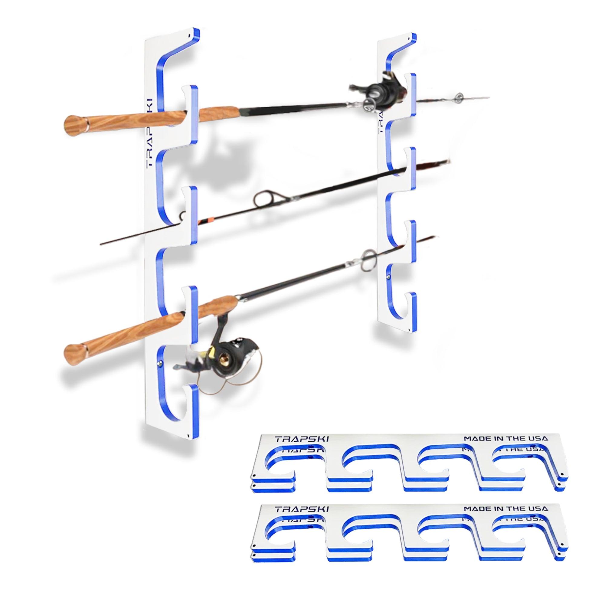 TRAPSKI Premium Fishing Rod Rack — Wall, Ceiling & Boat Mounted