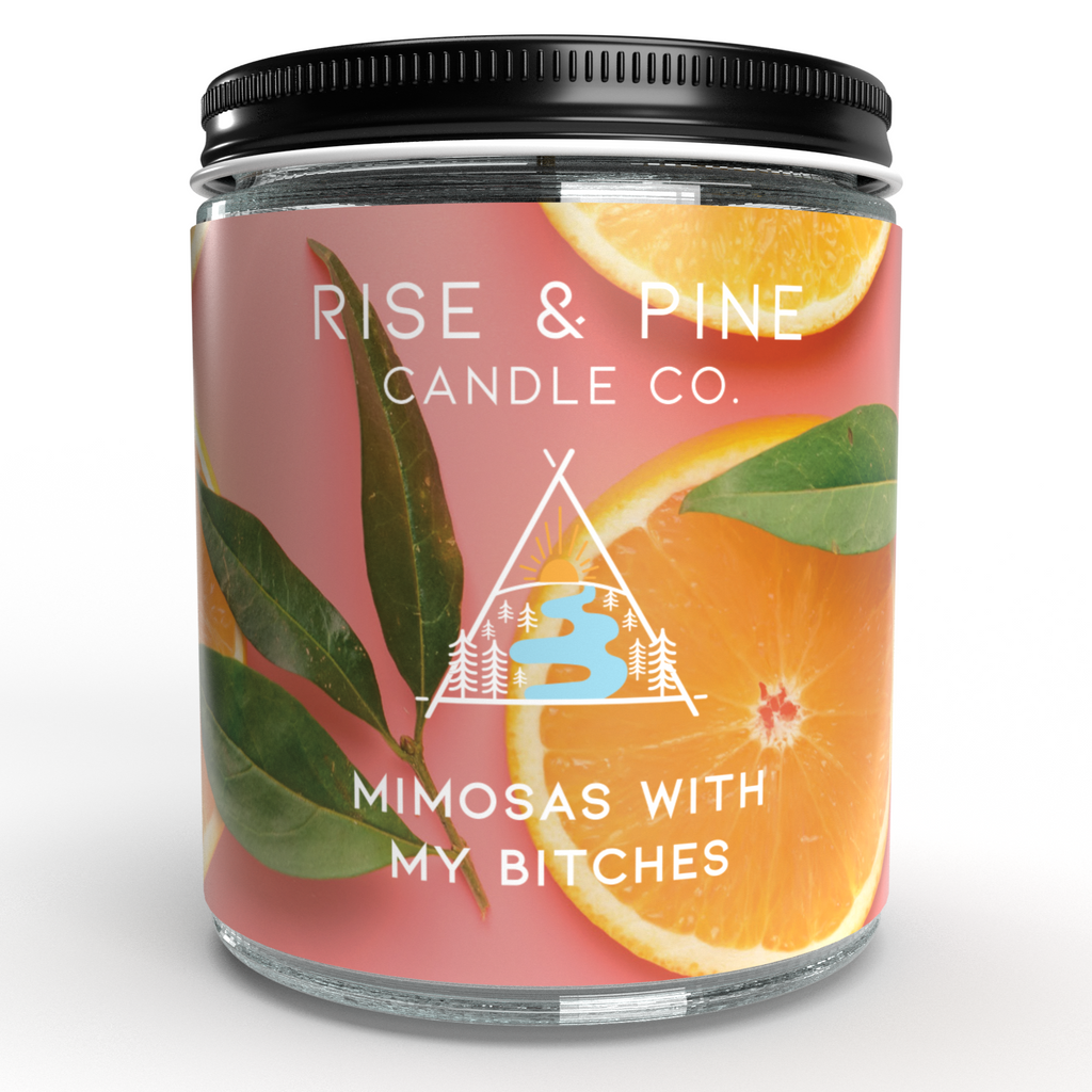 "Mimosas with My Bitches" Soy Wax Candle — Orange & Champagne, 9 oz