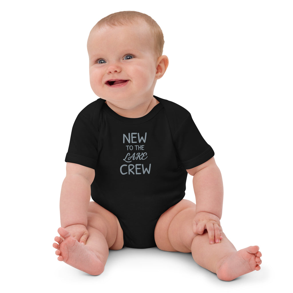 Lake George Organic Cotton Baby Bodysuit - with model - black 