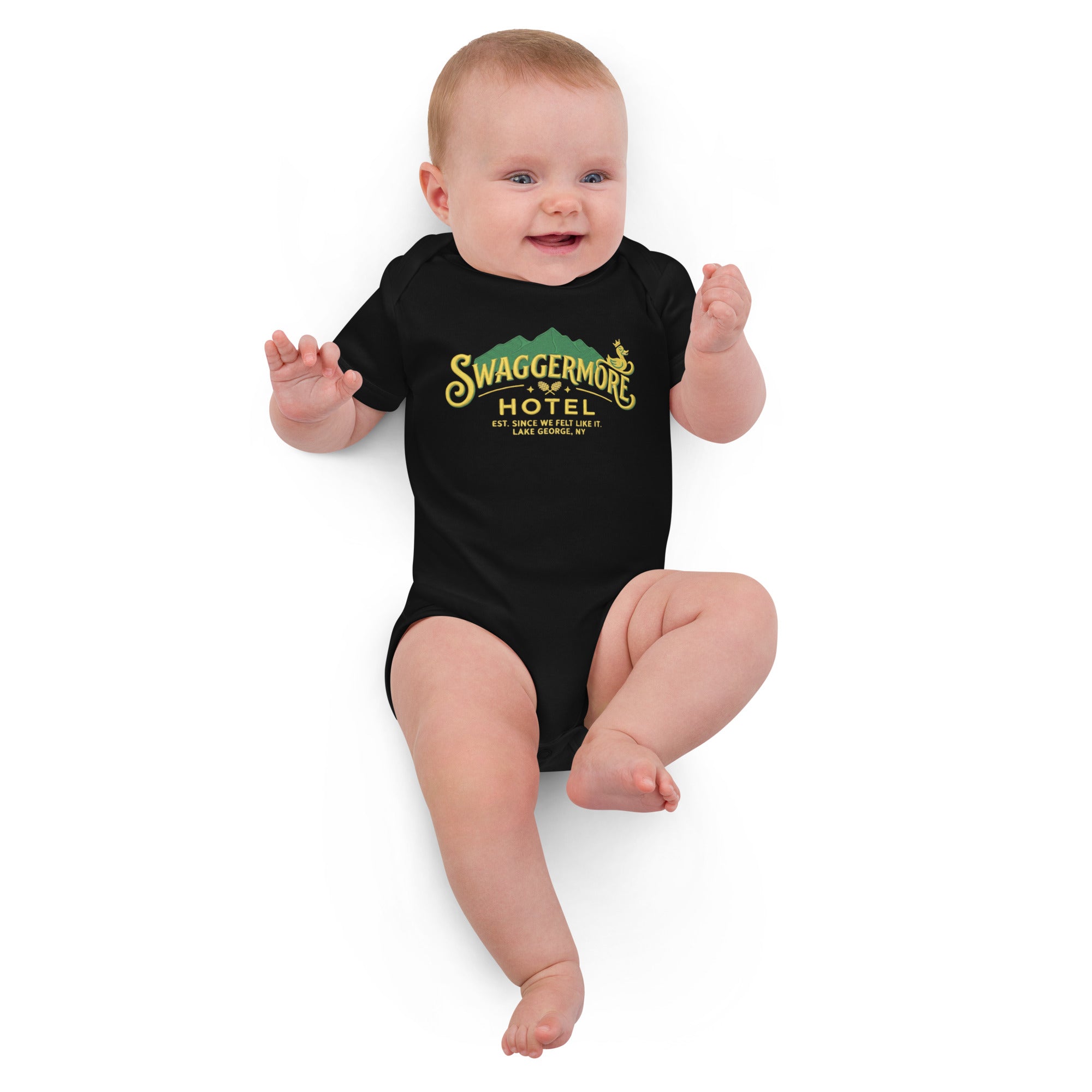 The Swaggermore Hotel Baby Bodysuit — Tiny Guest, Big Swagger