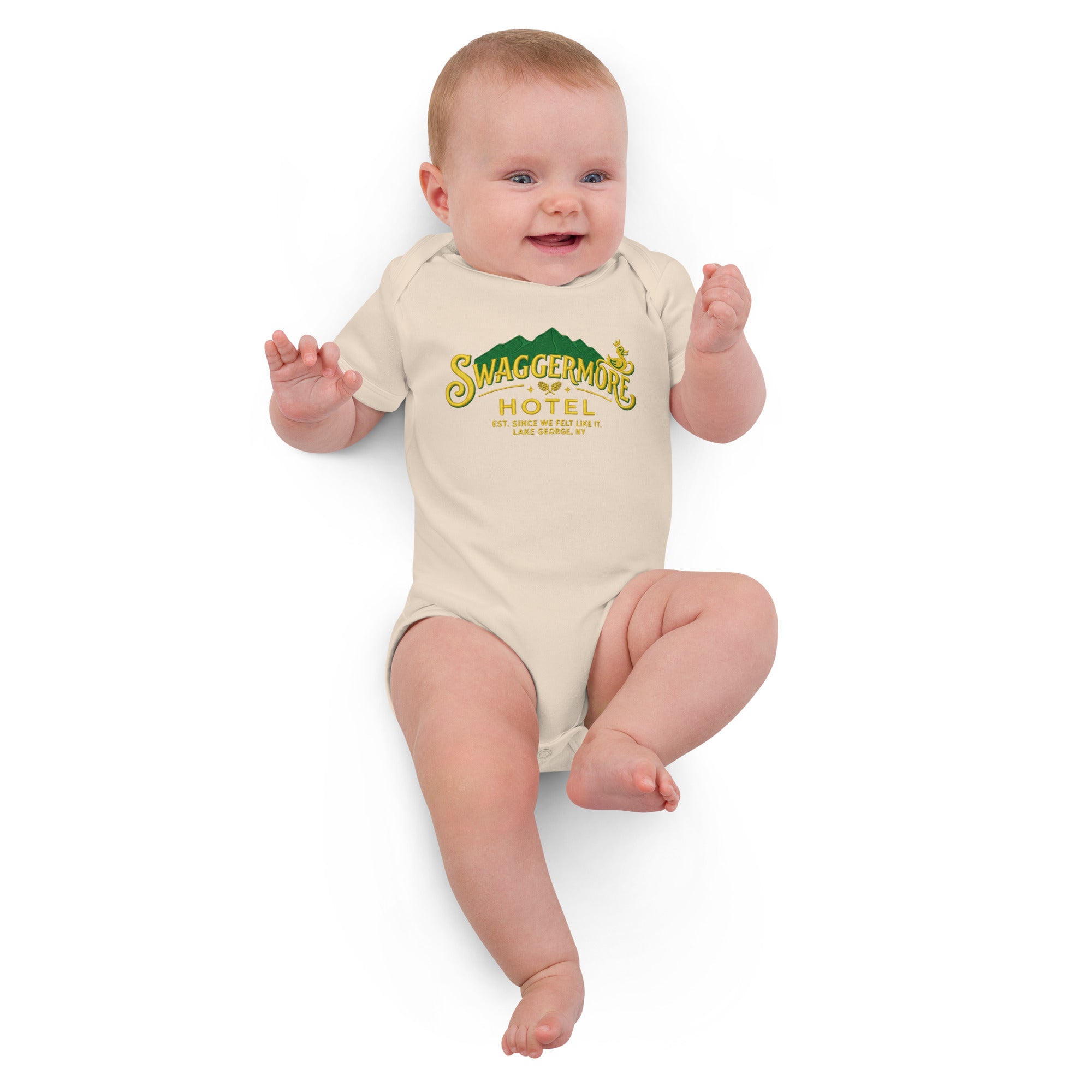 The Swaggermore Hotel Baby Bodysuit — Tiny Guest, Big Swagger