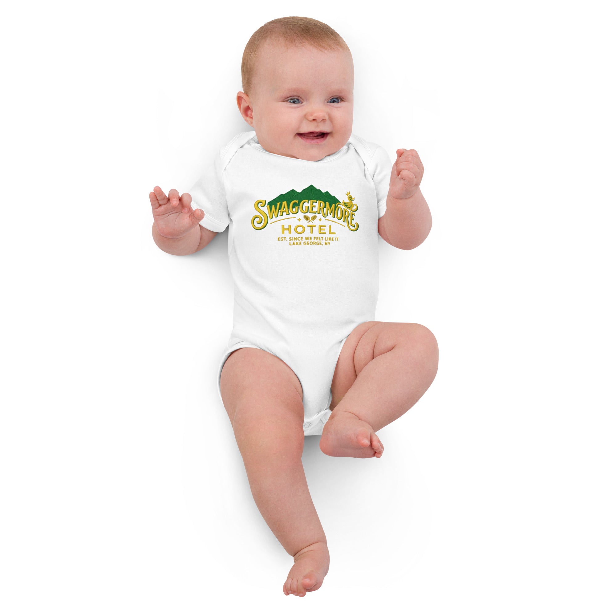 The Swaggermore Hotel Baby Bodysuit — Tiny Guest, Big Swagger