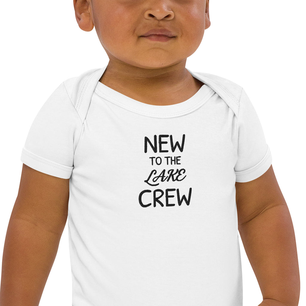 Lake George Organic Cotton Baby Bodysuit - white with model