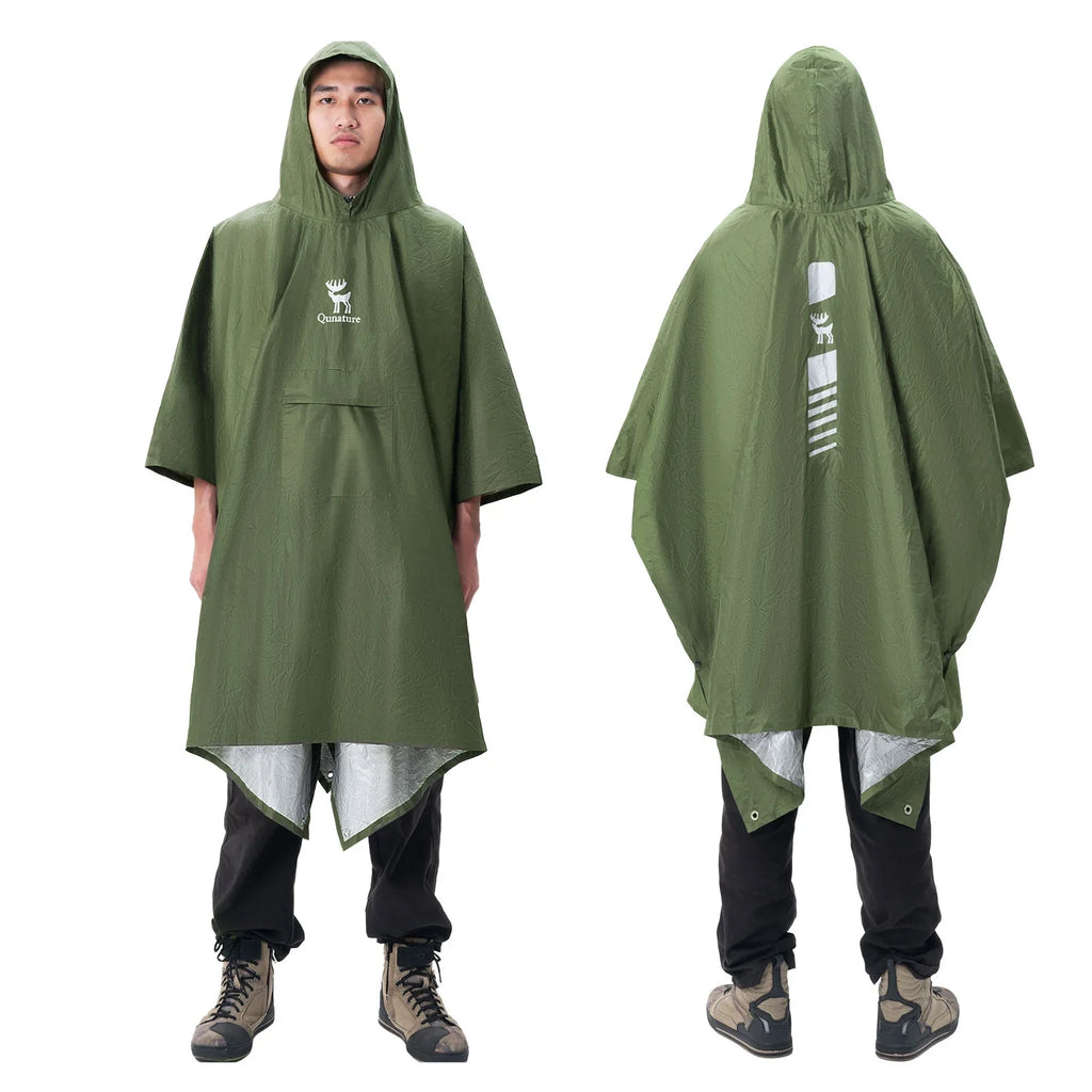 Waterproof Rain Poncho — Packable 3-in-1 Hiking & Outdoor Raincoat